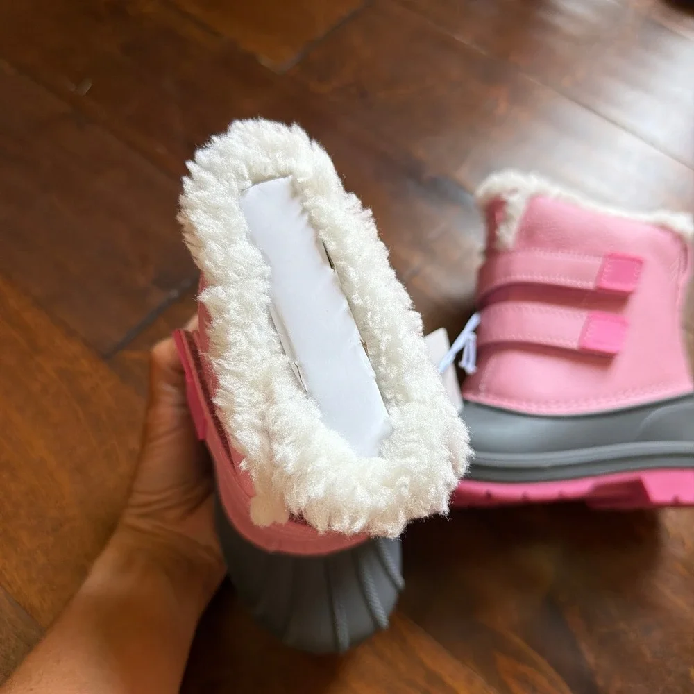 Cat & Jack Denver Pink Waterproof Snow Boots Faux Fur Trim Toddler Size 8 NEW
